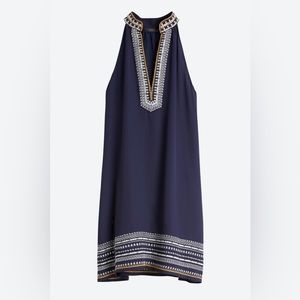 Navy, embroidered dress